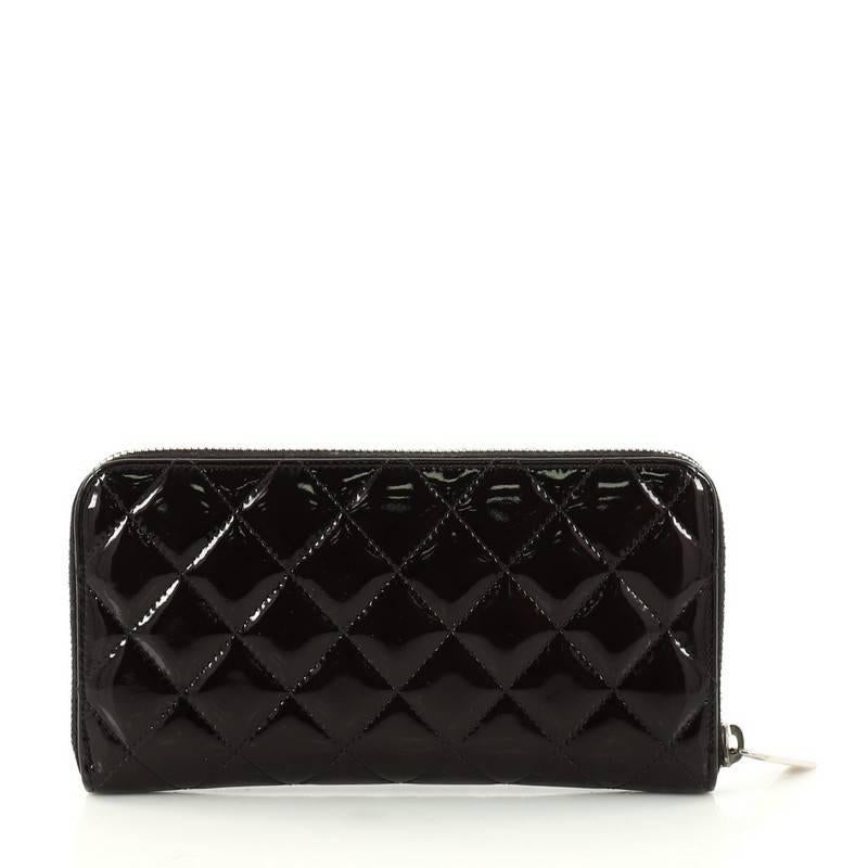 Chanel Brilliant Zip Around Wallet Quilted Patent Long In Good Condition In NY, NY