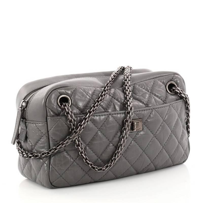 Gray Chanel Reissue Camera Bag Quilted Aged Calfskin East West