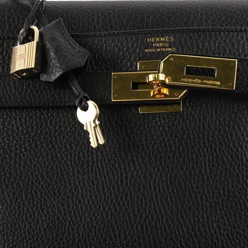 Hermes Kelly Handbag Black Ardennes with Gold Hardware 40 2