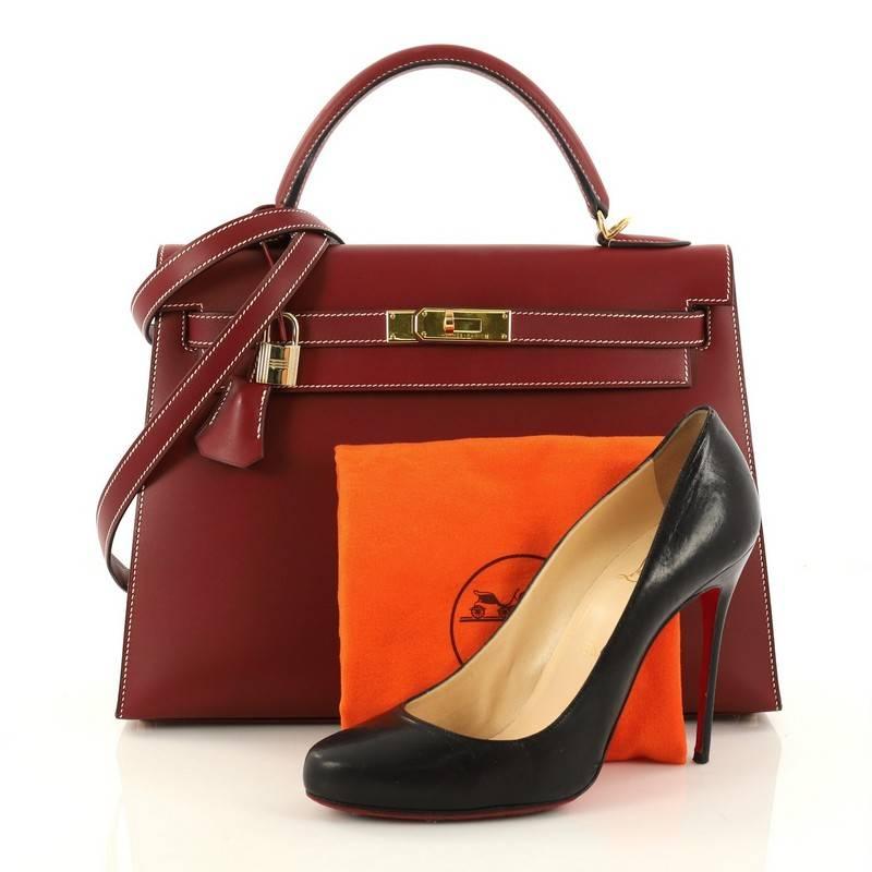 Hermes Kelly Handbag Rouge H Chamonix with Gold Hardware 32 at 1stDibs ...