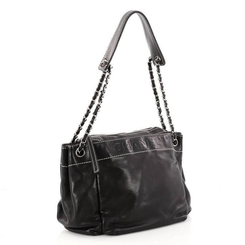 Black Chanel Lax Accordion Camera Bag Leather Medium