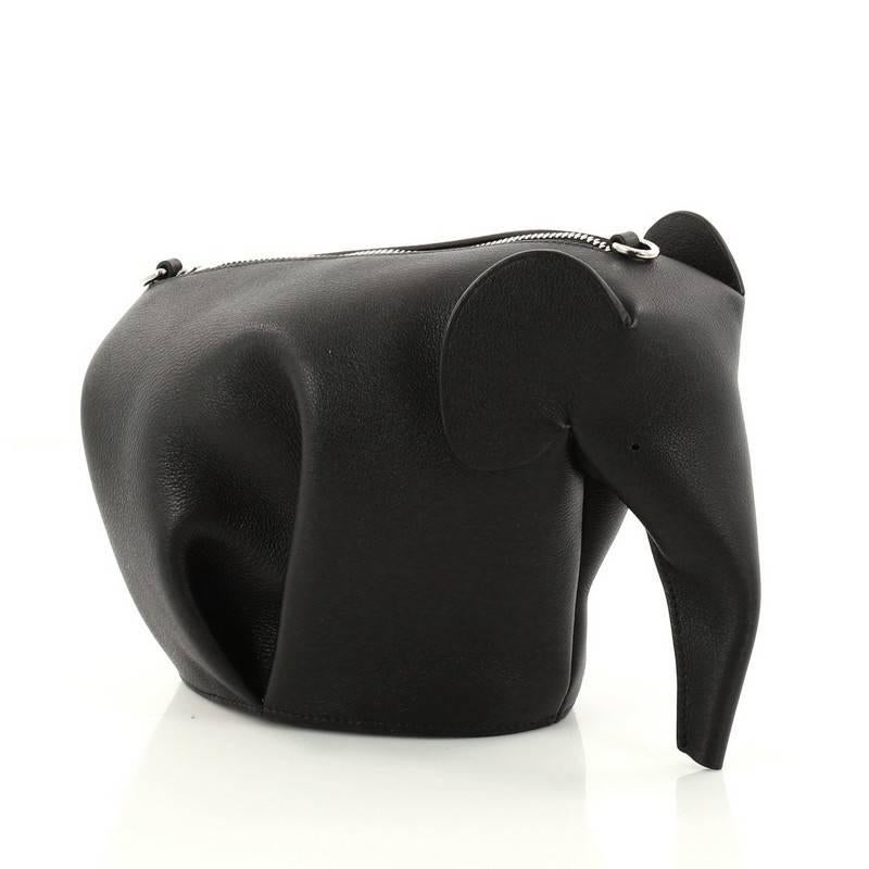 Black Loewe Elephant Crossbody Bag Leather Mini