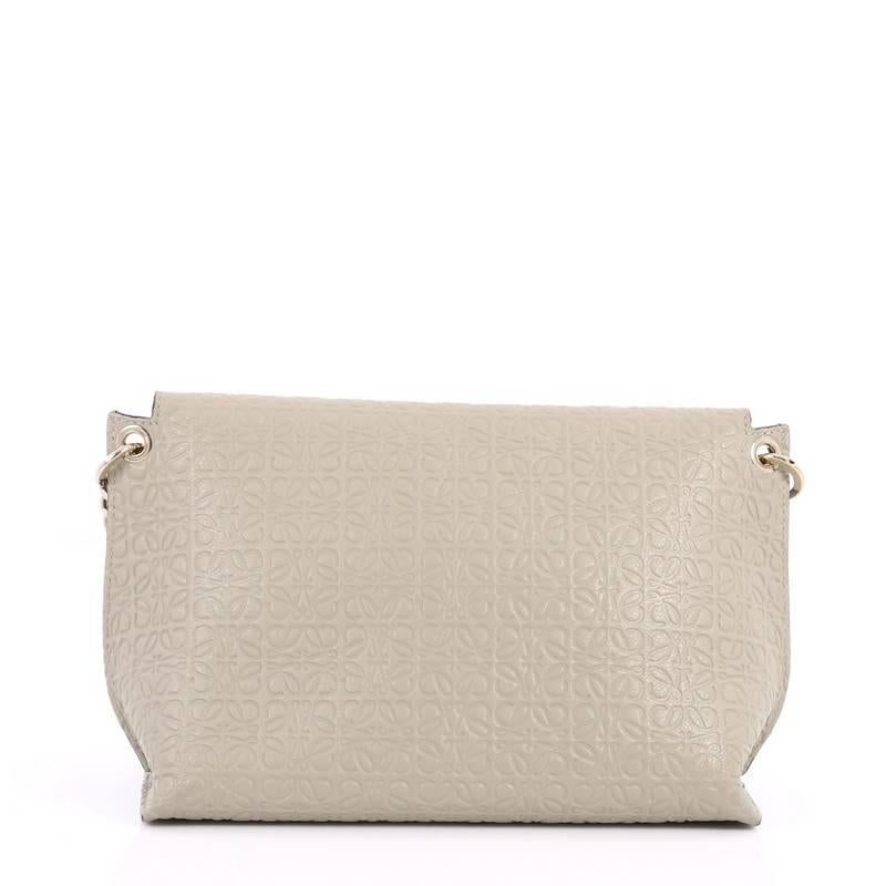 Beige Loewe Avenue Crossbody Anagram Embossed Calfskin