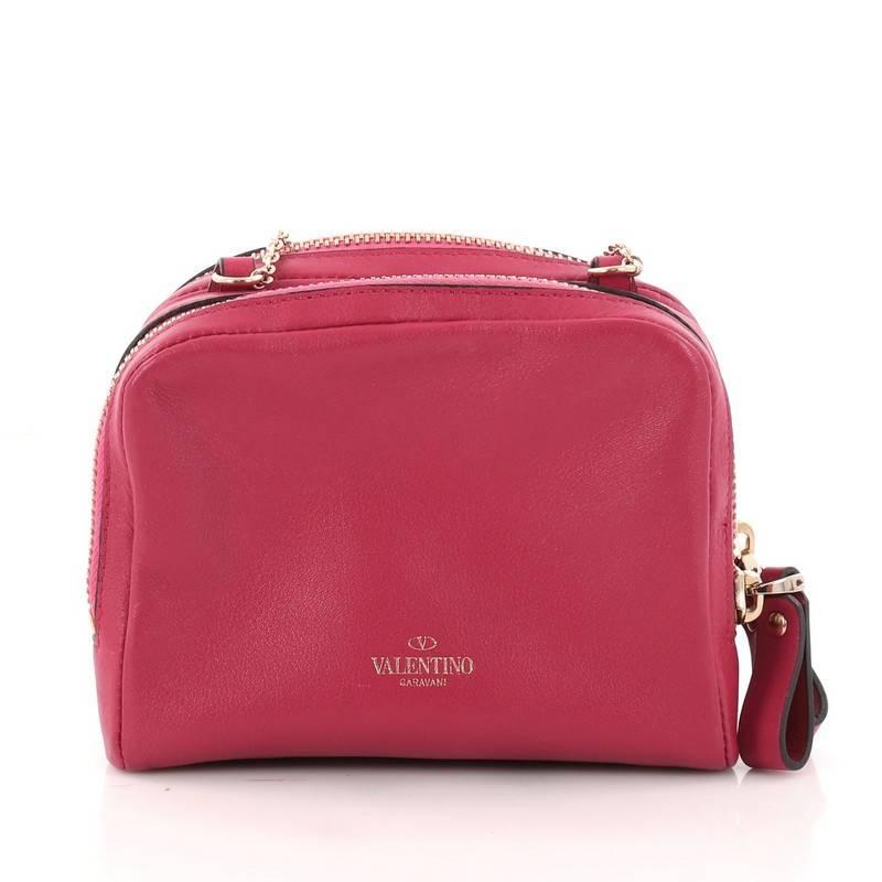 Pink Valentino Rockstud Camera Chain Crossbody Bag Leather Mini