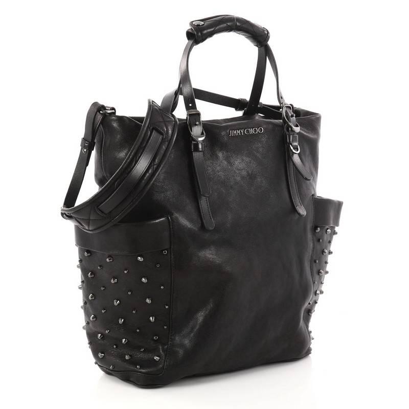 Black Jimmy Choo Blare Convertible Tote Studded Leather