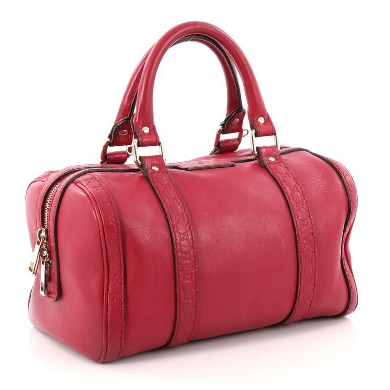 Red Gucci Joy Boston Bag Leather with Microguccissima Small