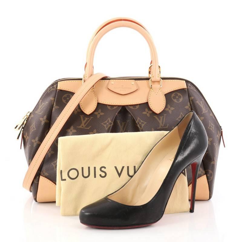 This authentic Louis Vuitton Segur NM Handbag Monogram Canvas is timeless and sophisticated in design perfect for LV lovers. Crafted in brown monogram coated canvas, this handbag features dual-rolled leather handles, vachetta leather trims, pleated