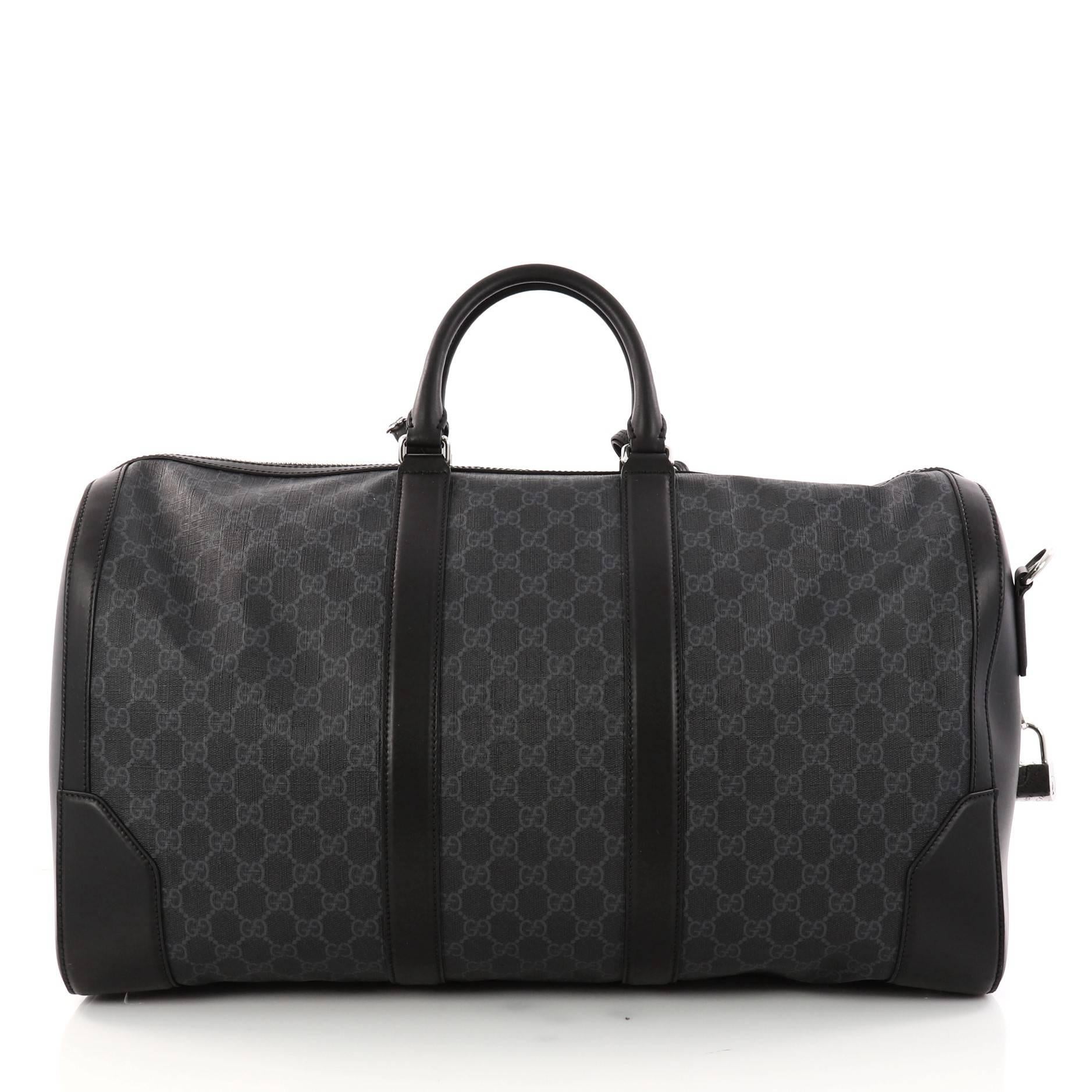 Black  Gucci Convertible Duffle Bag GG Coated Canvas Large
