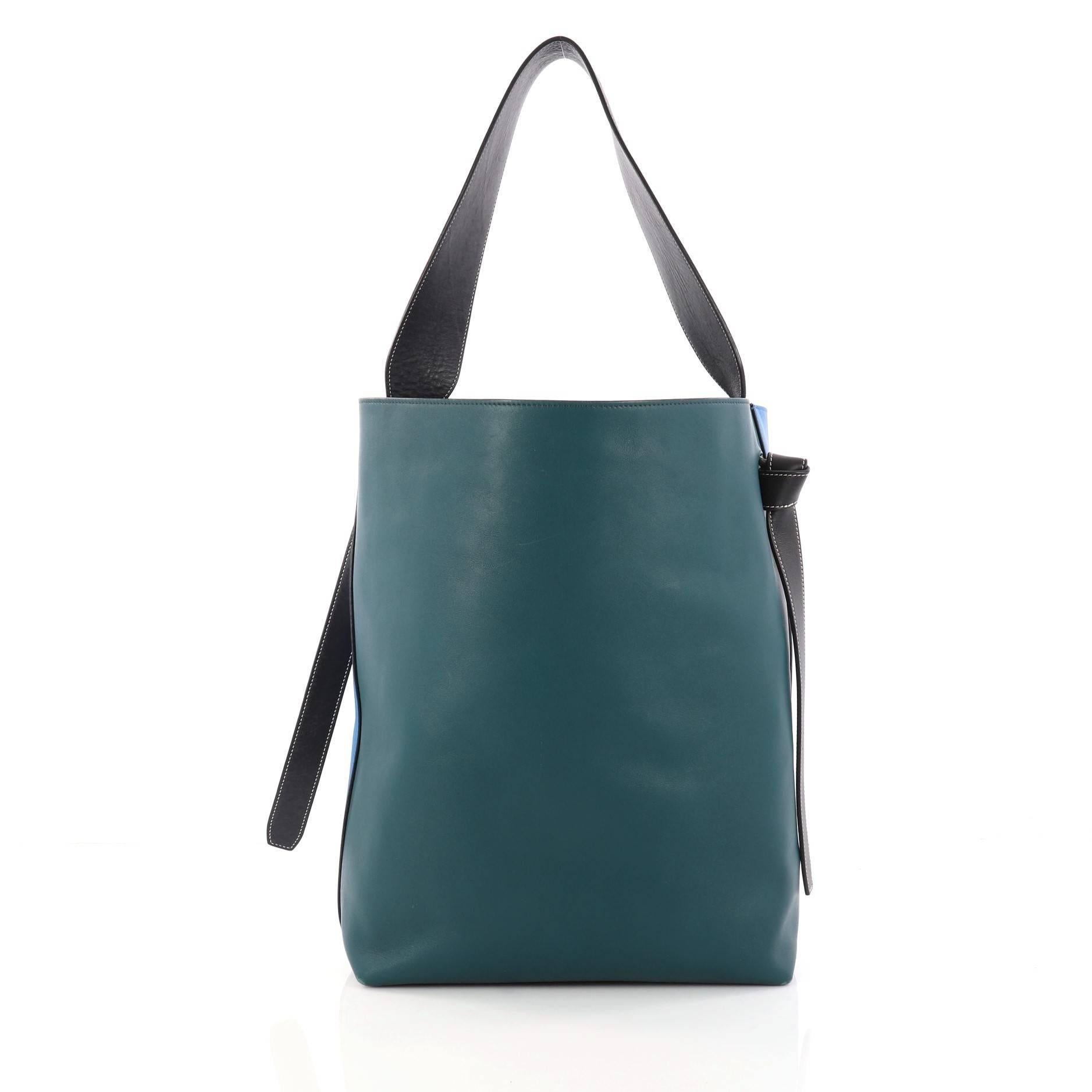 Blue Celine Twisted Cabas Tote Calfskin Small