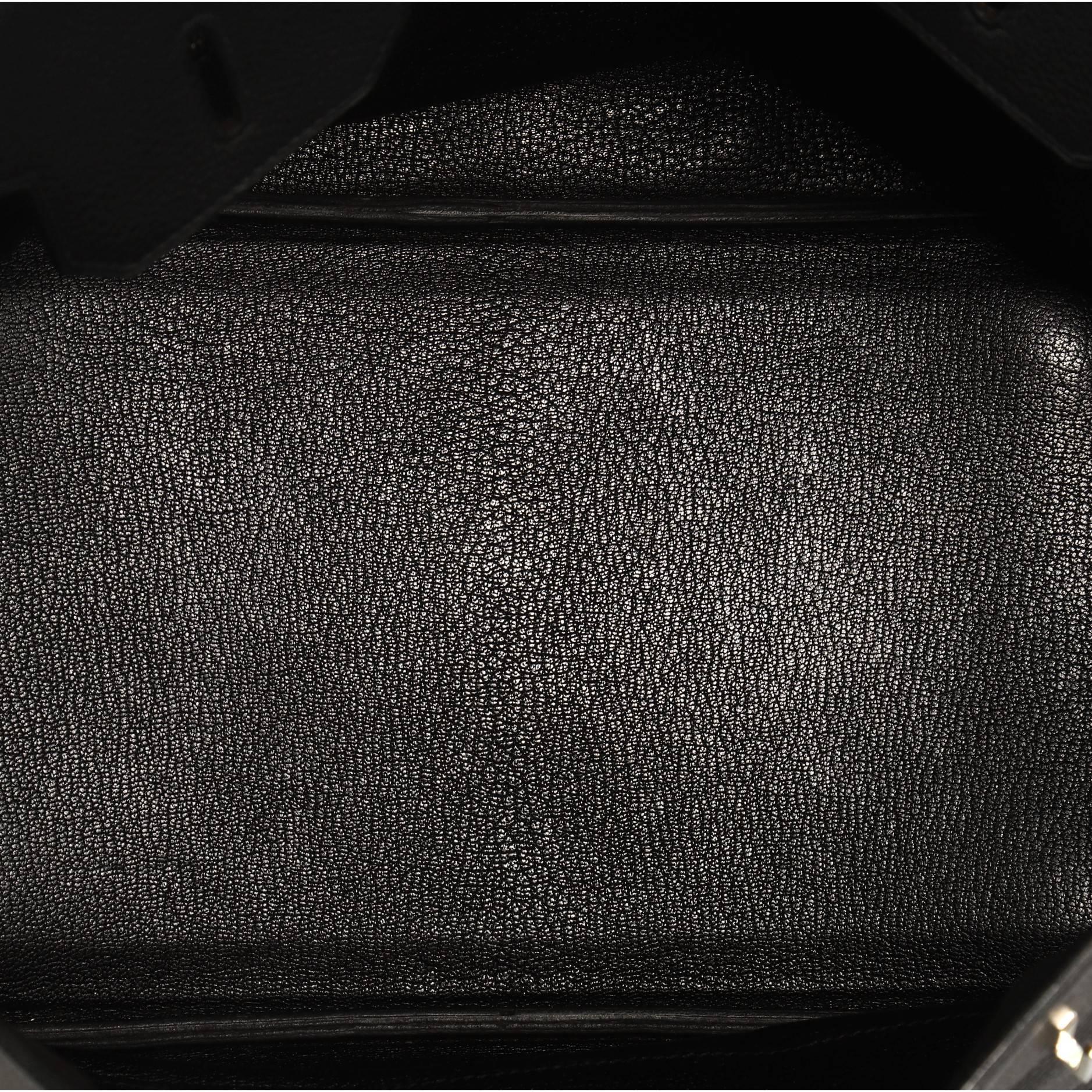 Hermes Birkin Handbag Black Clemence with Palladium Hardware 35 2