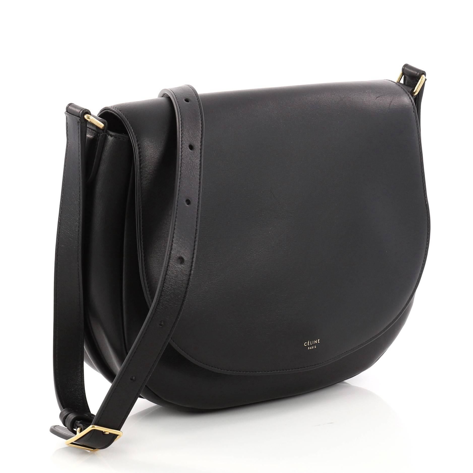 Celine Trotteur Messenger Bag Kalbsleder Medium (Schwarz)