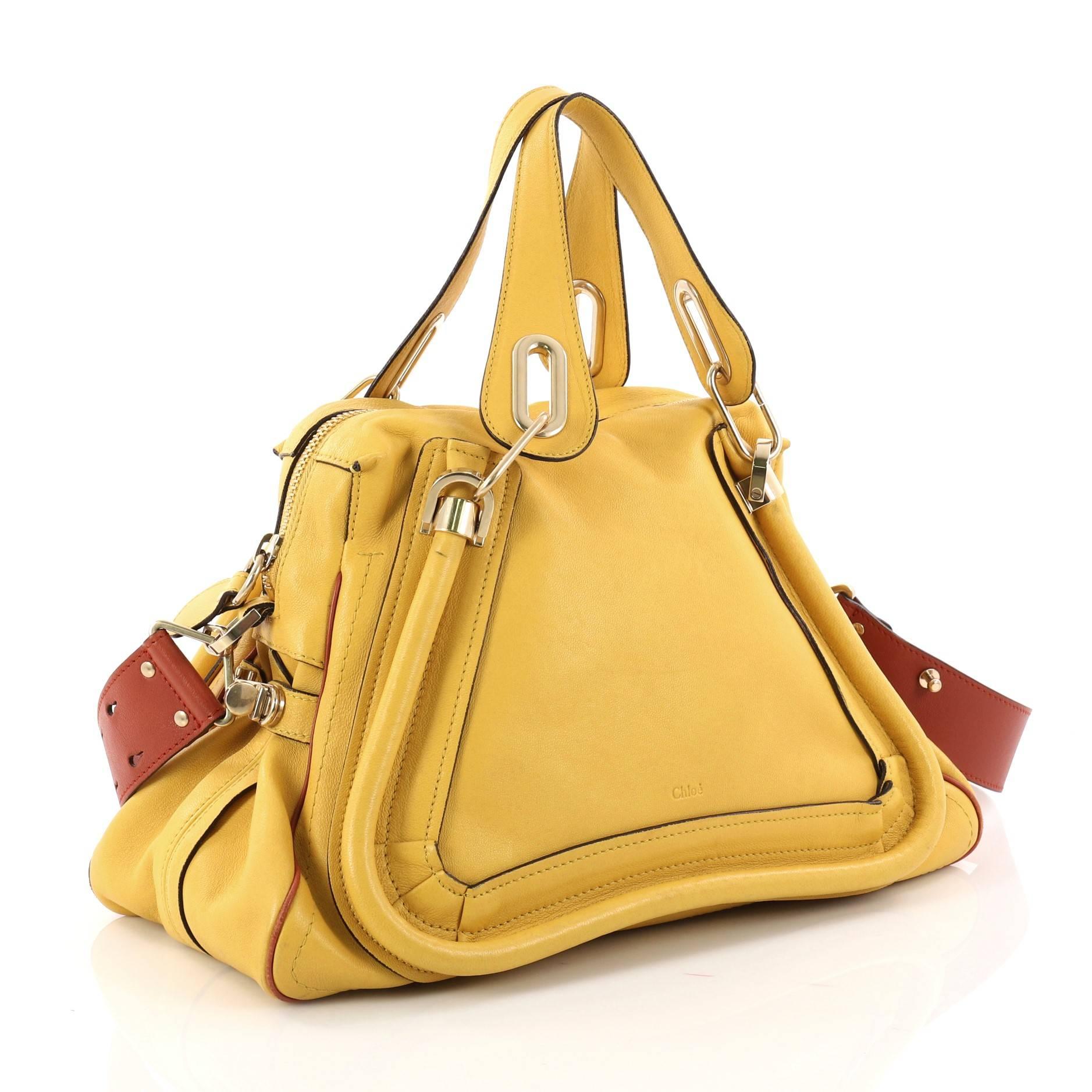 Orange Chloe Paraty Top Handle Bag Leather Medium