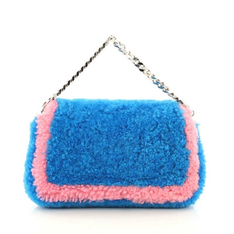Blue Fendi Baguette Shearling Micro