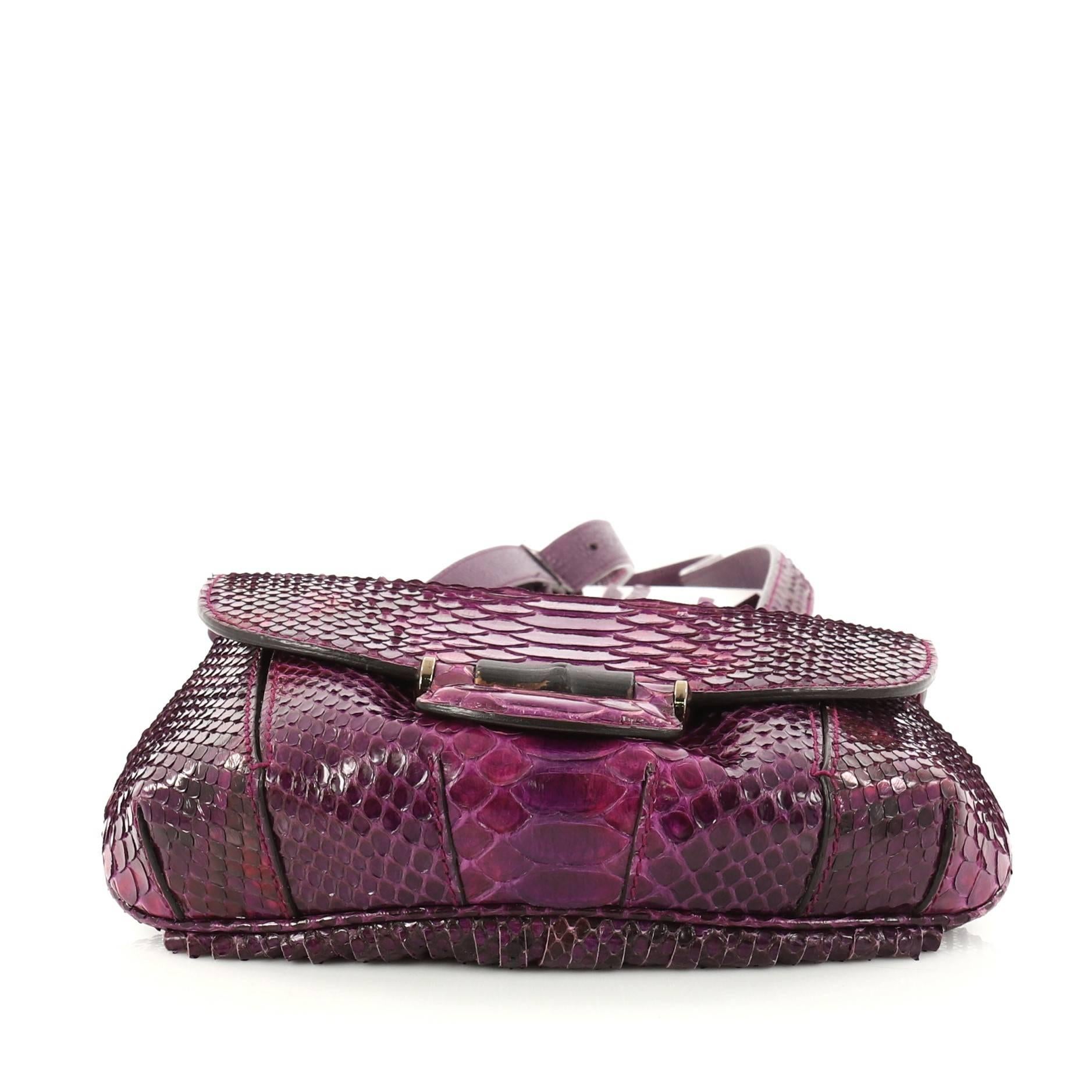 Black Gucci Nouveau Fringe Crossbody Bag Python Small