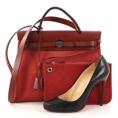 Hermes Herbag Leder und Toile 31 mit Reißverschluss