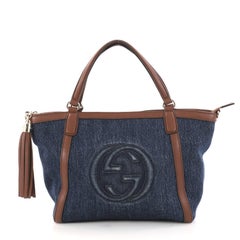 Gucci Soho Convertible Top Handle Bag Denim Small