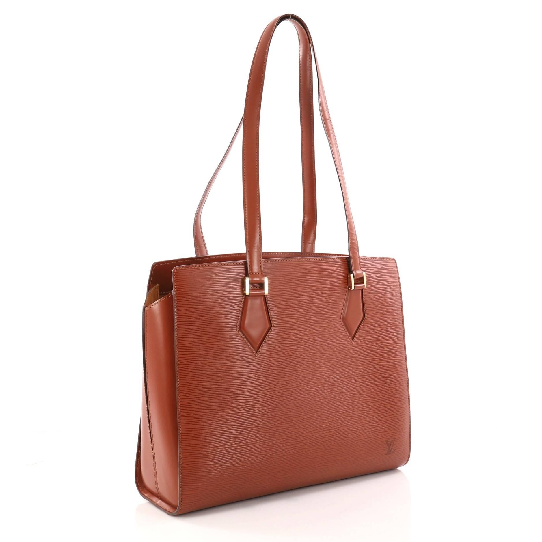 Brown  Louis Vuitton Duplex Bag Epi Leather