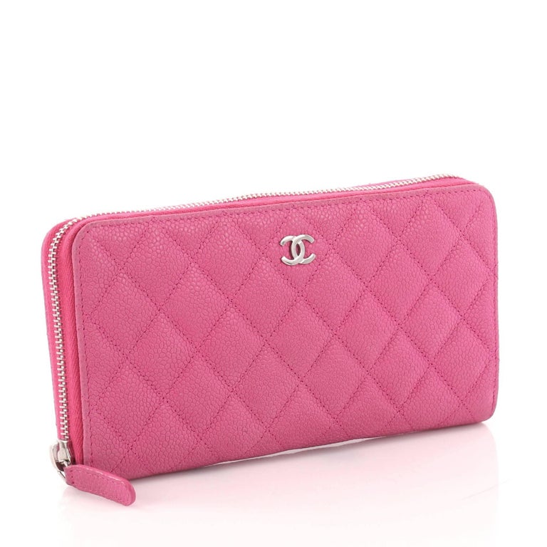 Chanel Zip Around Wallet Quilted Caviar Long at 1stDibs