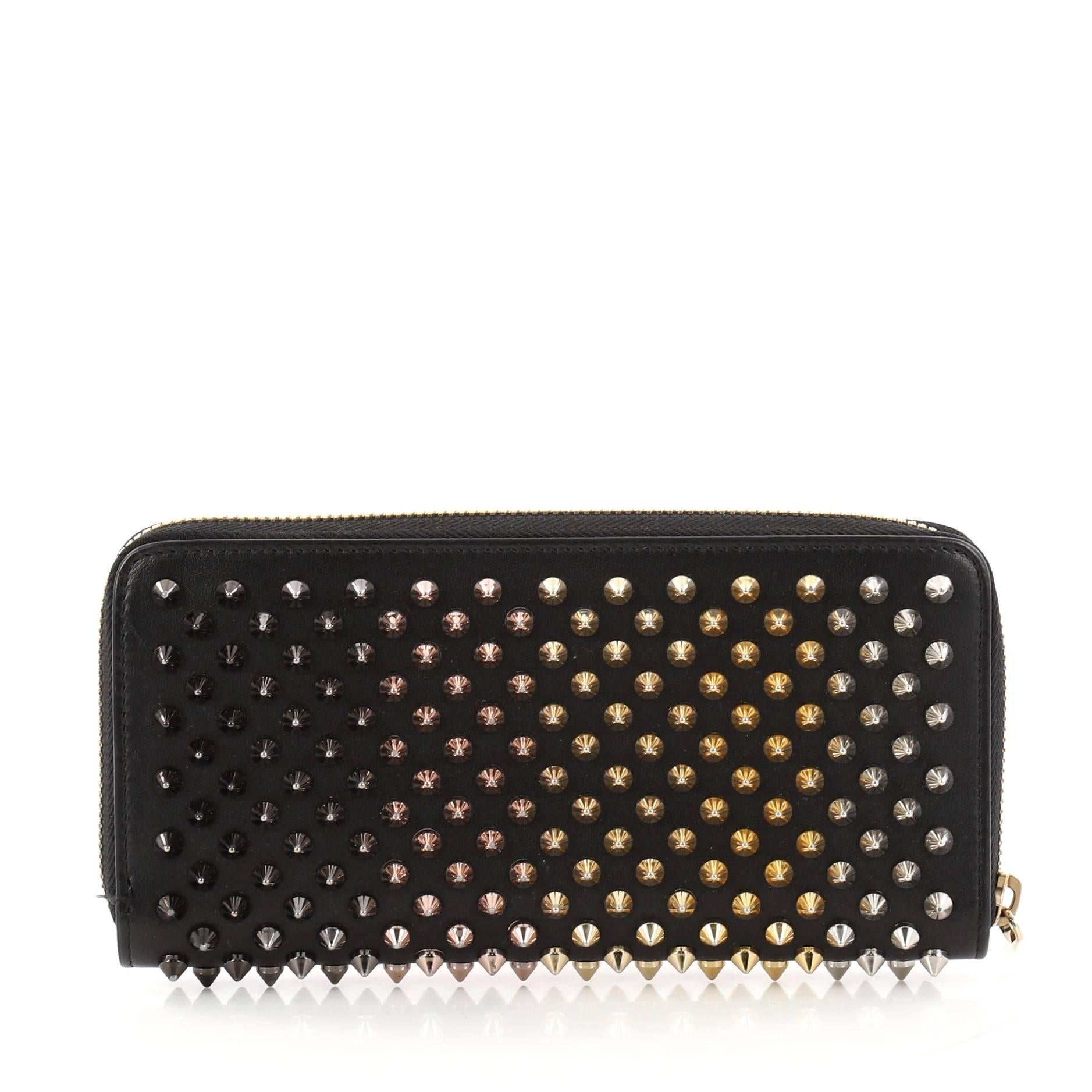 Christian Louboutin Panettone Wallet Spiked Leather In Good Condition In NY, NY