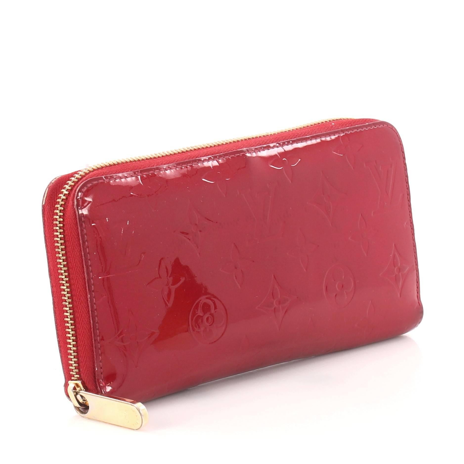 Red  Louis Vuitton Zippy Wallet Monogram Vernis