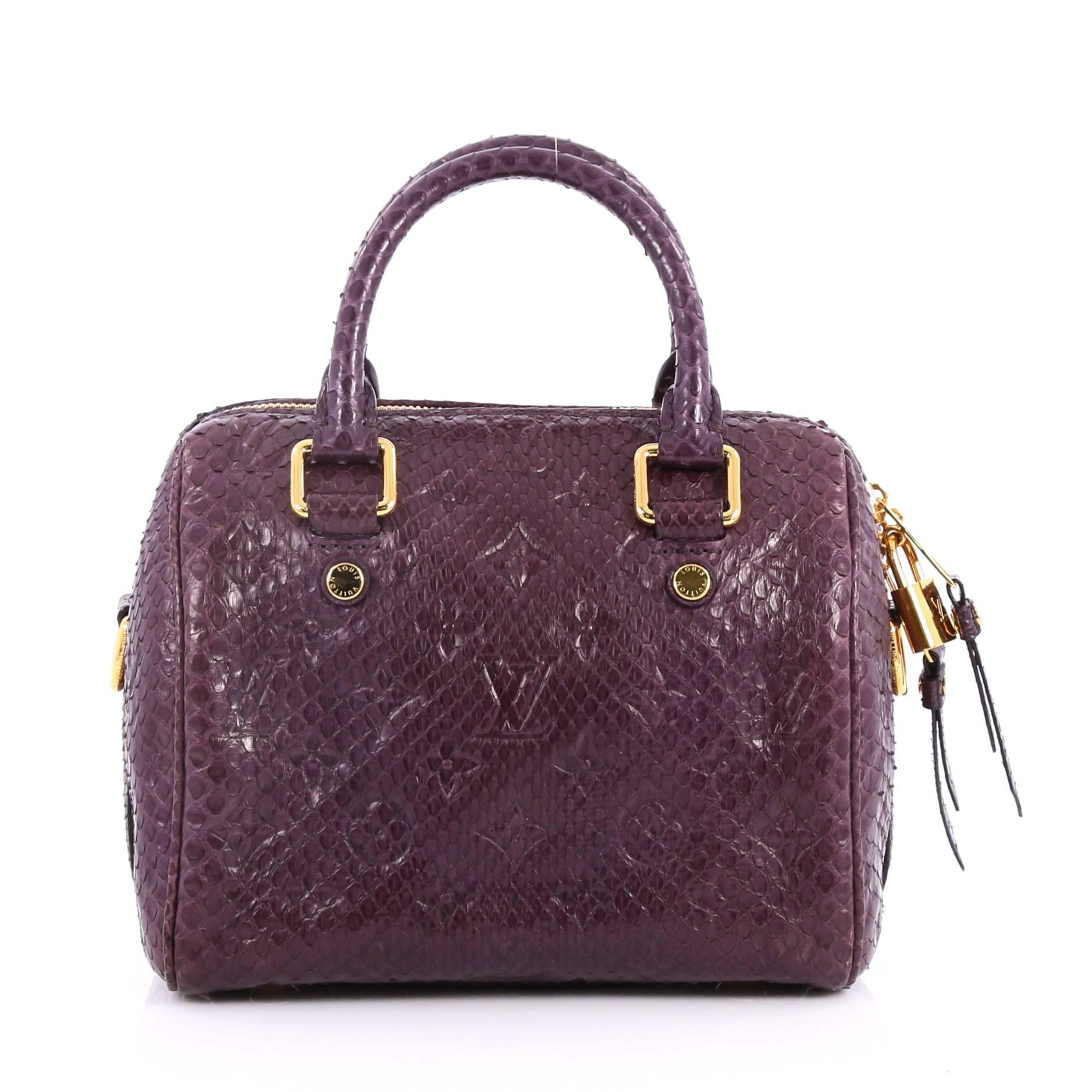 Louis Vuitton Speedy Bandouliere Bag Monogram Embossed Python 20 In Good Condition In NY, NY