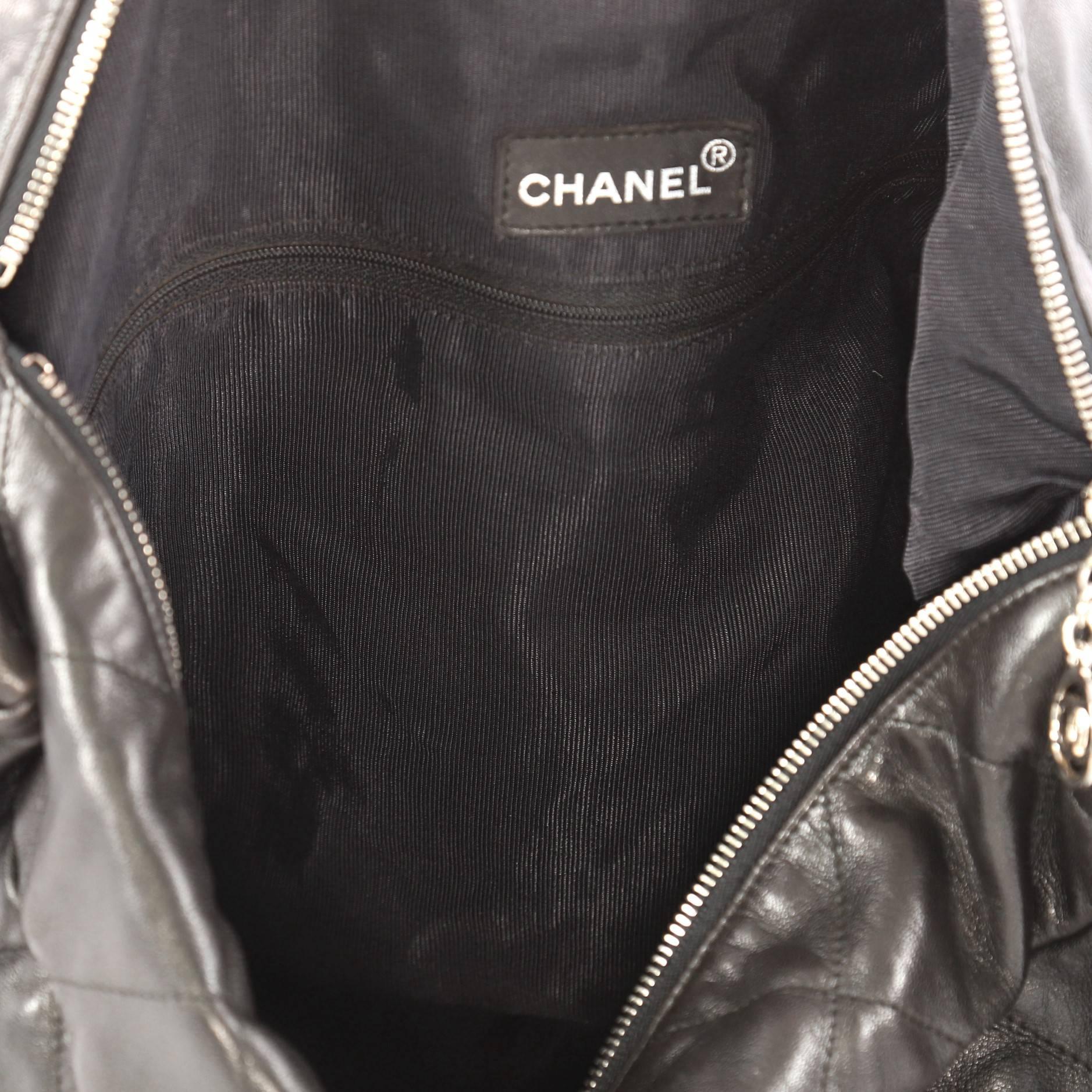 Chanel Vintage Chain Ring Handle Hobo Quilted Leather Large 1