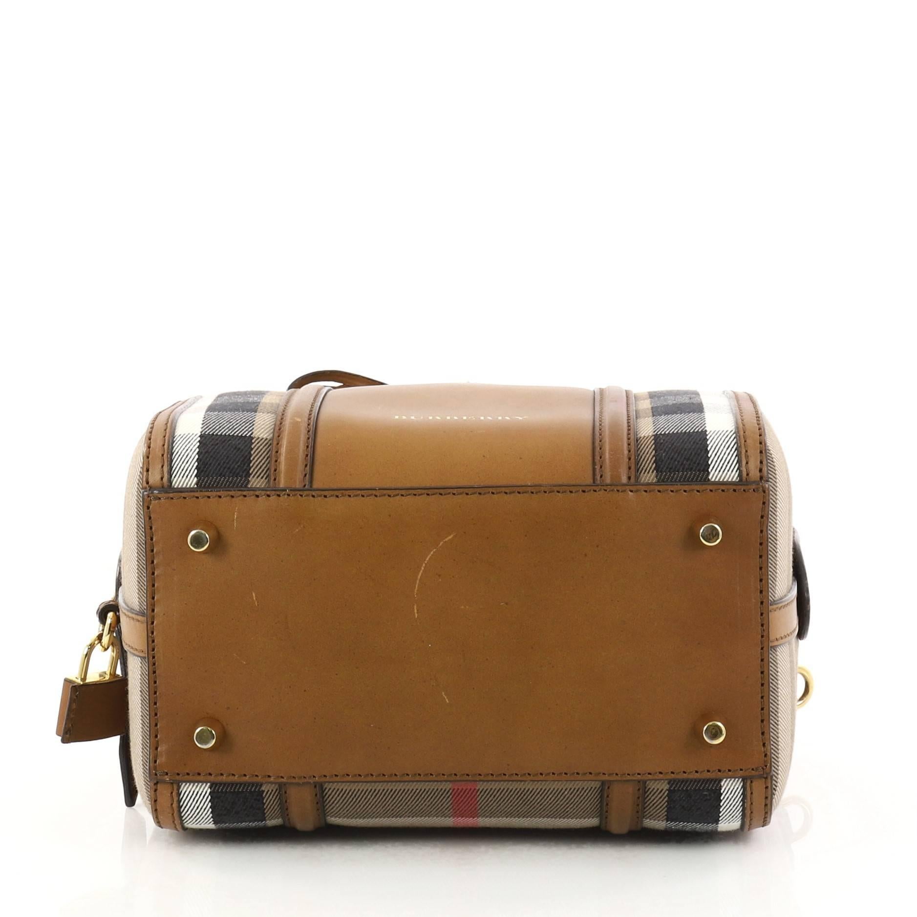 Women's Burberry Alchester Convertible Satchel House Check and Leather Small