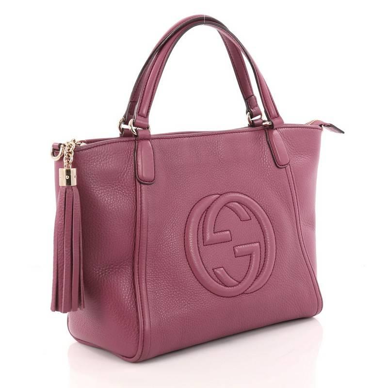 Pink Gucci Soho Convertible Top Handle Bag Leather Medium
