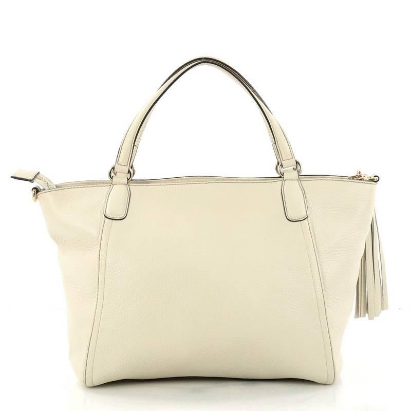Beige Gucci Soho Convertible Top Handle Bag Leather Small 