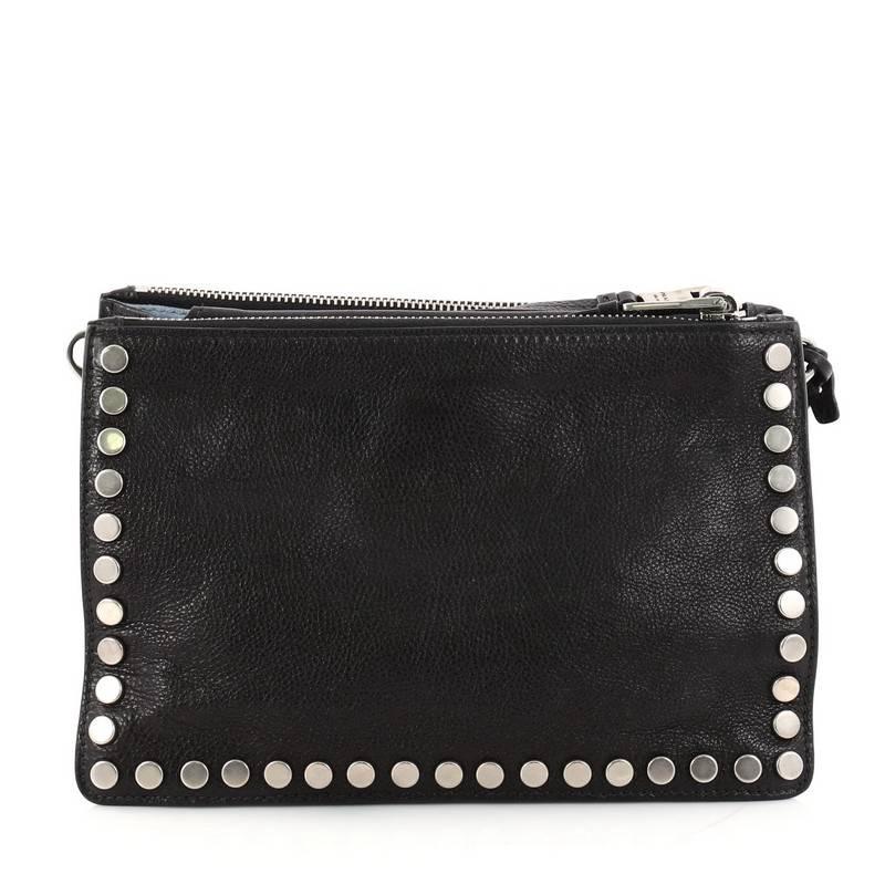 Prada Etiquette Crossbody Bag Studded Glace Calfskin Small  In Excellent Condition In NY, NY