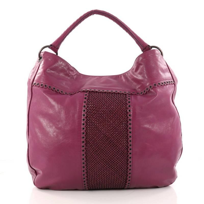 Bottega Veneta Hobo Leather with Grommet Detail Large In Good Condition In NY, NY