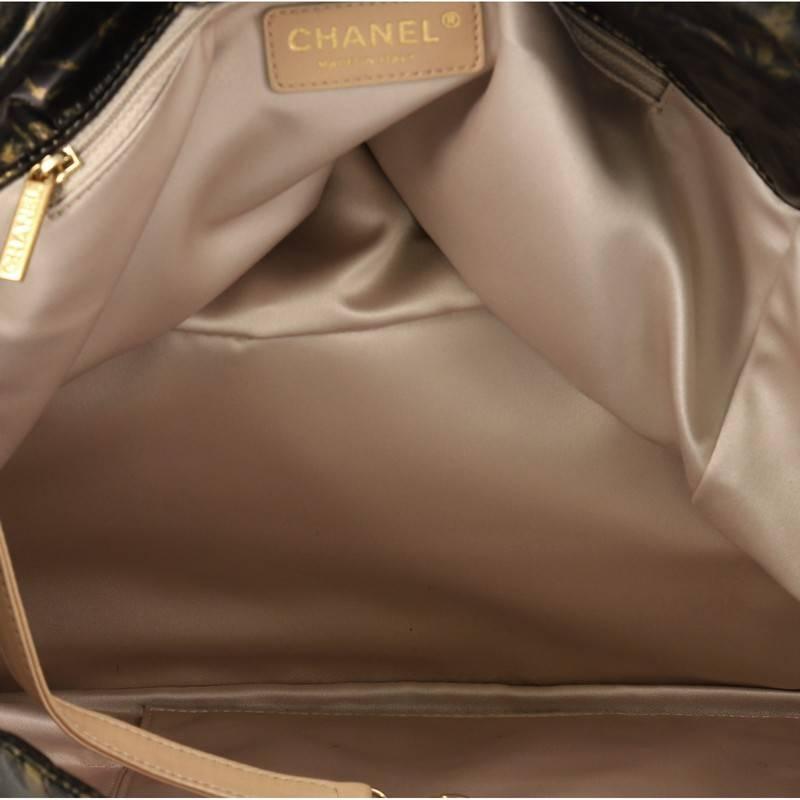 Black Chanel Accordion Flap Bag Quilted Printed Nylon Medium