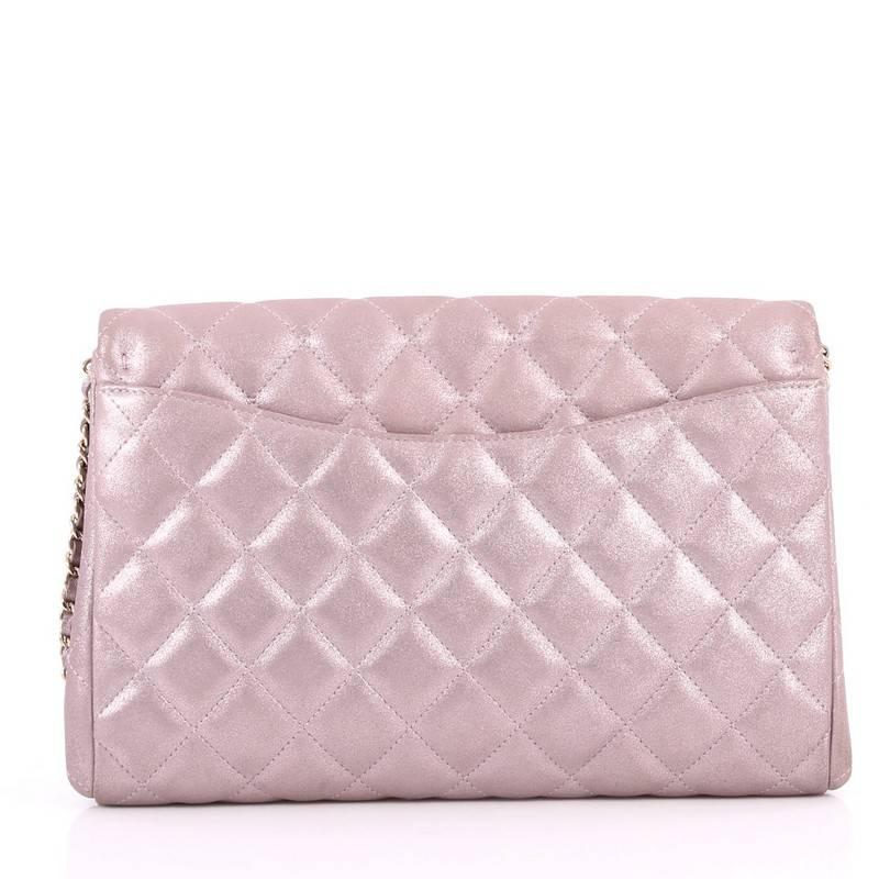 Chanel Clutch with Chain Quilted Pearlescent Calfskin  In Good Condition In NY, NY