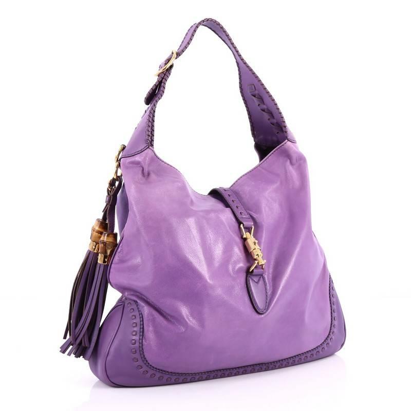 Purple Gucci New Jackie Handbag Leather Large