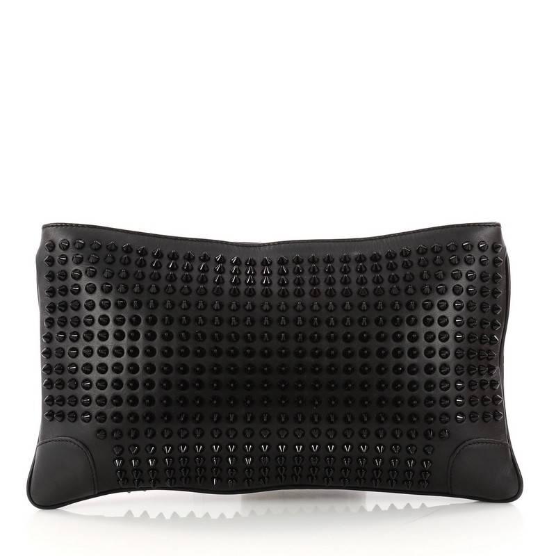Christian Louboutin Loubiposh Clutch Spiked Leather  In Excellent Condition In NY, NY