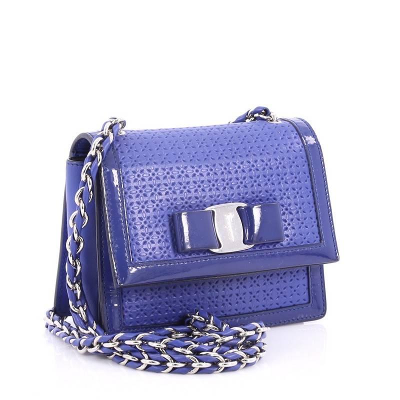 Purple Salvatore Ferragamo Ginny Crossbody Bag Laser Cut Leather Mini 