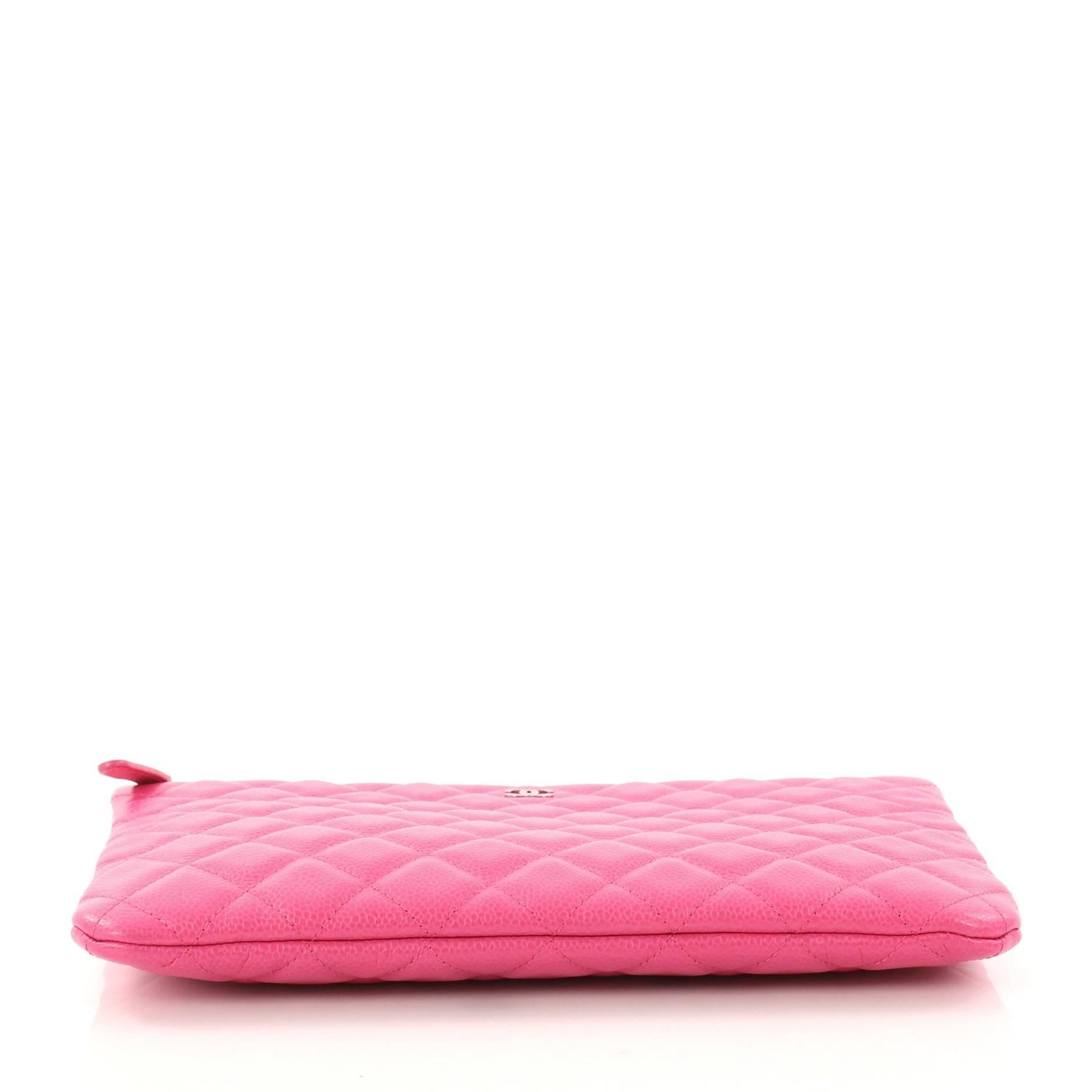 Pink Chanel O Case Clutch Quilted Caviar Medium