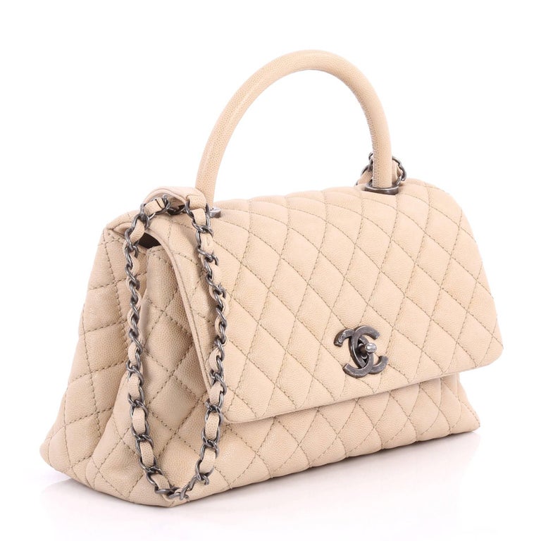 Chanel Coco Top Handle Bag Quilted Caviar Small At 1stdibs