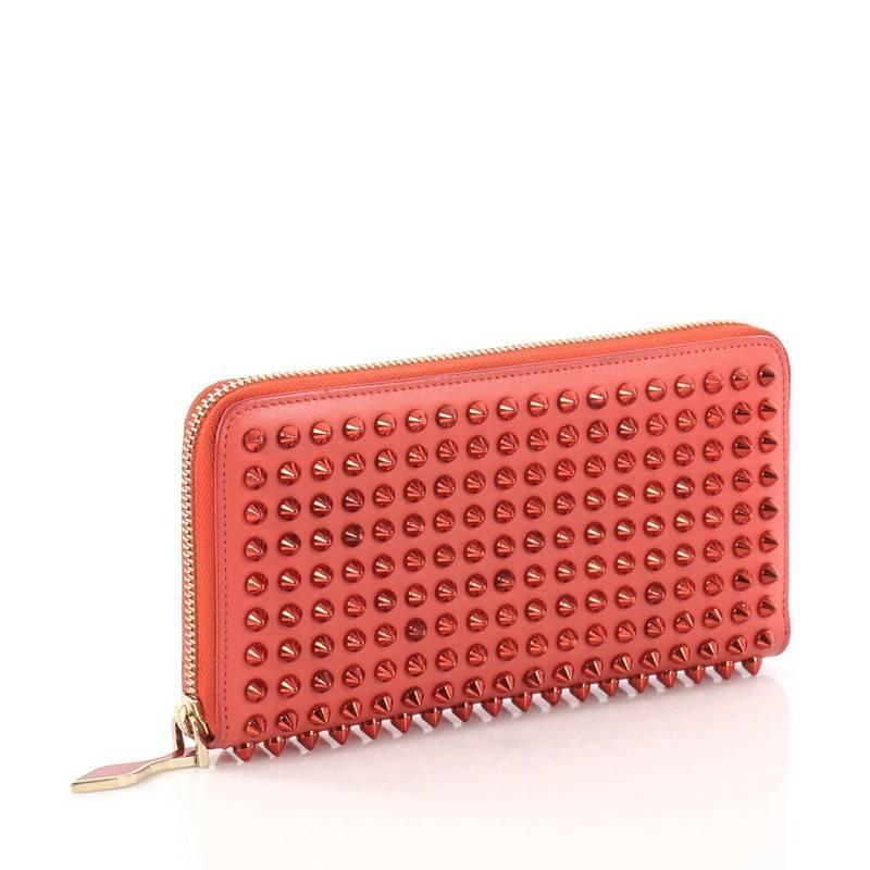 Orange Christian Louboutin Panettone Wallet Spiked Leather 