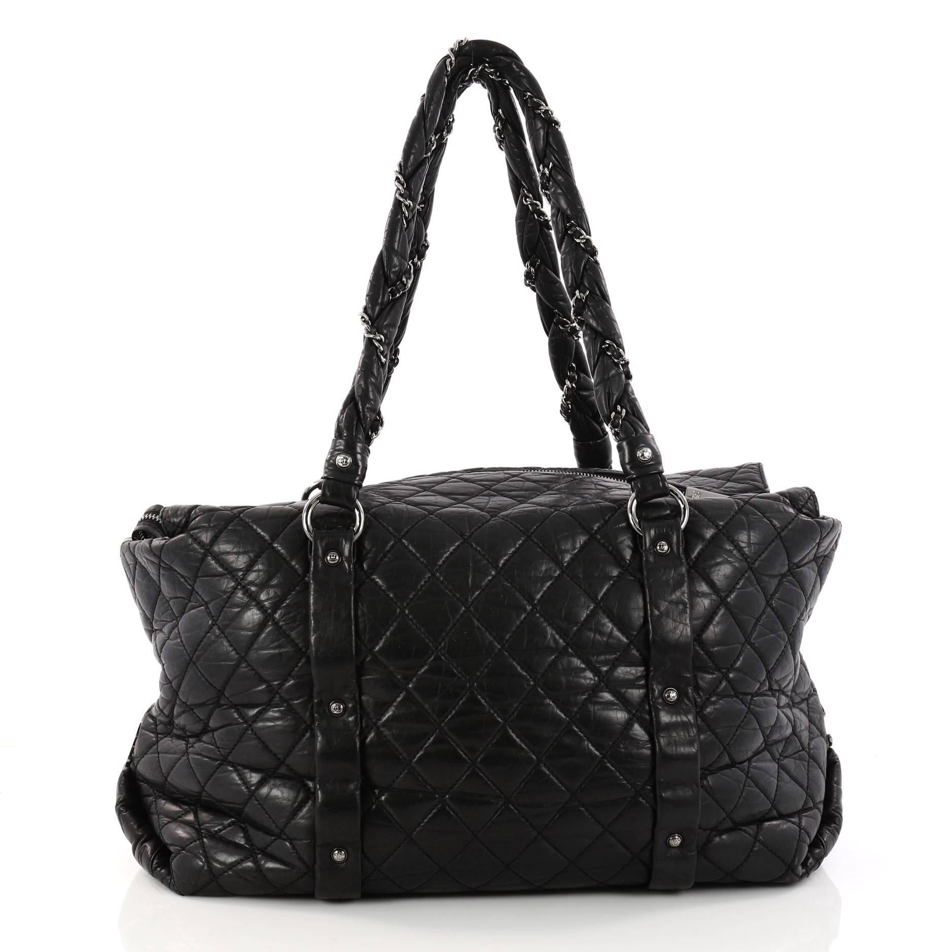 Black Chanel Ligne Lady Braid Quilted Leather XL Tote 