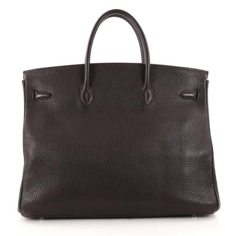 Black Hermes Birkin Handbag Ebene Clemence with Palladium Hardware 40 