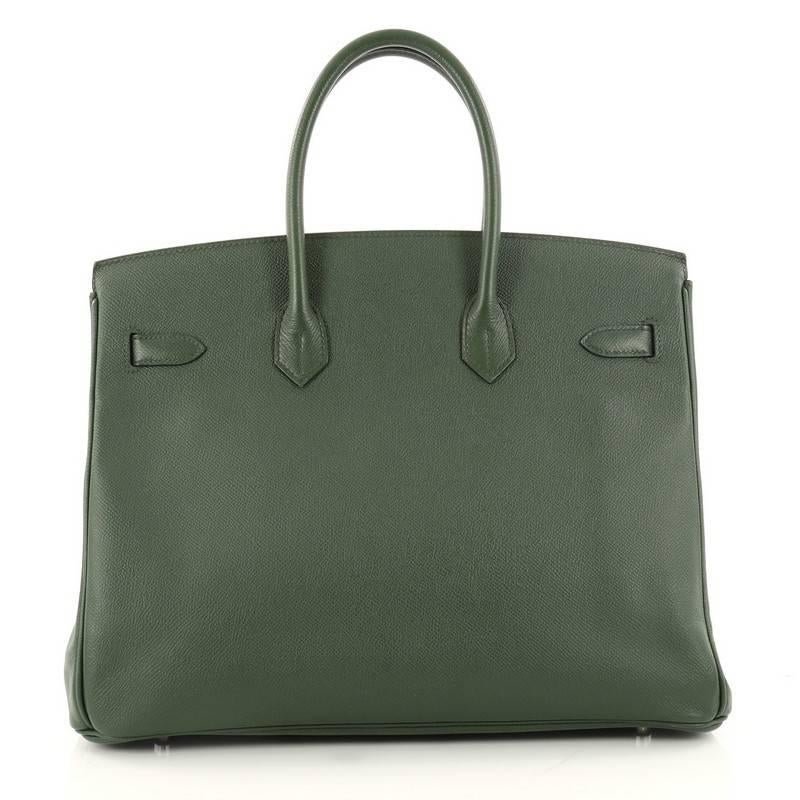 Hermes Vert Anglais Epsom with Palladium Hardware 35 Birkin Handbag  In Good Condition In NY, NY