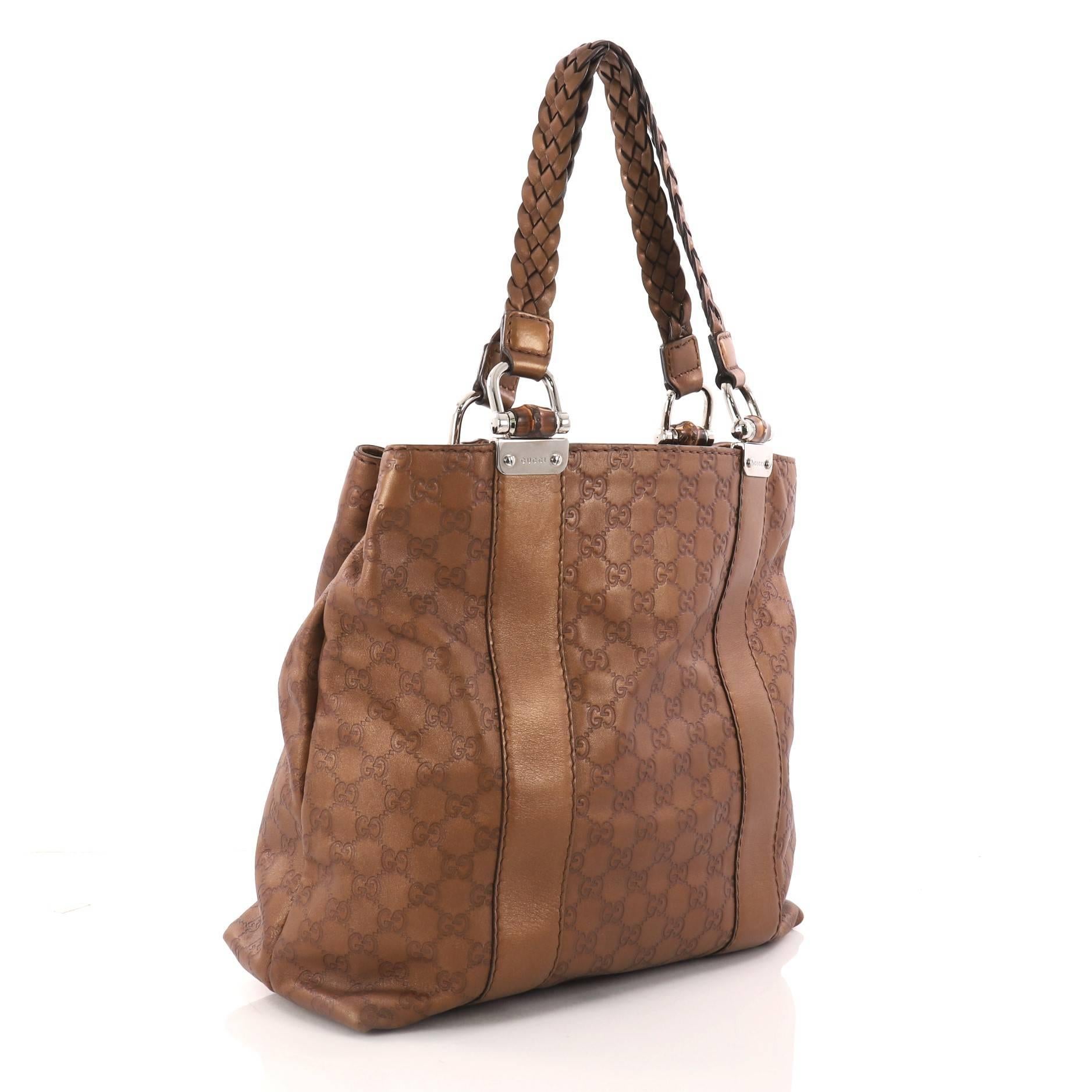 Gucci Bamboo Bar Shopper Tote Guccissima Leather Large In Good Condition In NY, NY