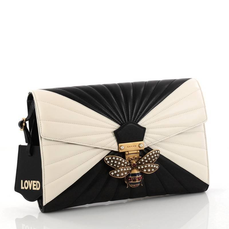 White Gucci Queen Margaret Clutch Colorblock Leather 