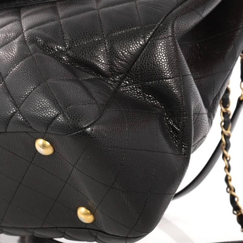 Black Chanel Classic Flap Shopping Tote Quilted Caviar Large