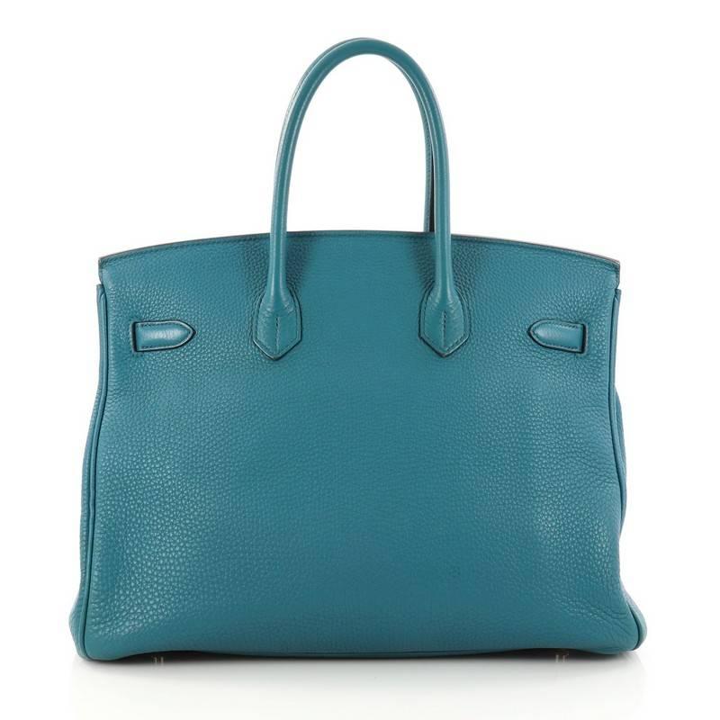 Hermes Birkin Handbag Cobalt Togo With Gold Hardware 35  In Good Condition In NY, NY