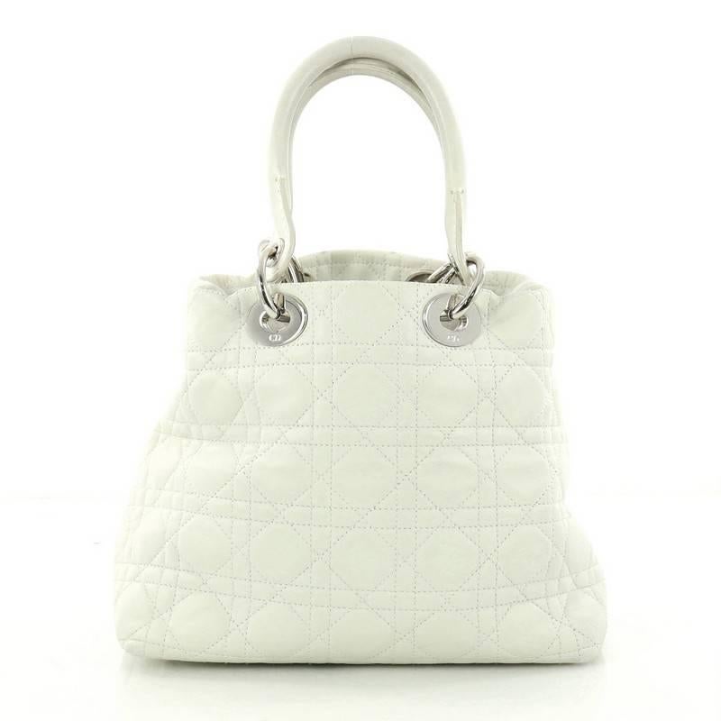 Christian Dior Lady Dior Soft Tote Cannage Quilt Lambskin Medium In Good Condition In NY, NY