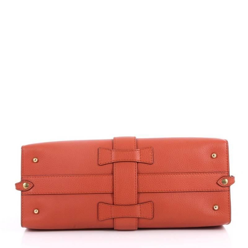 Orange Gucci Large Stirrup Top Handle Leather Bag