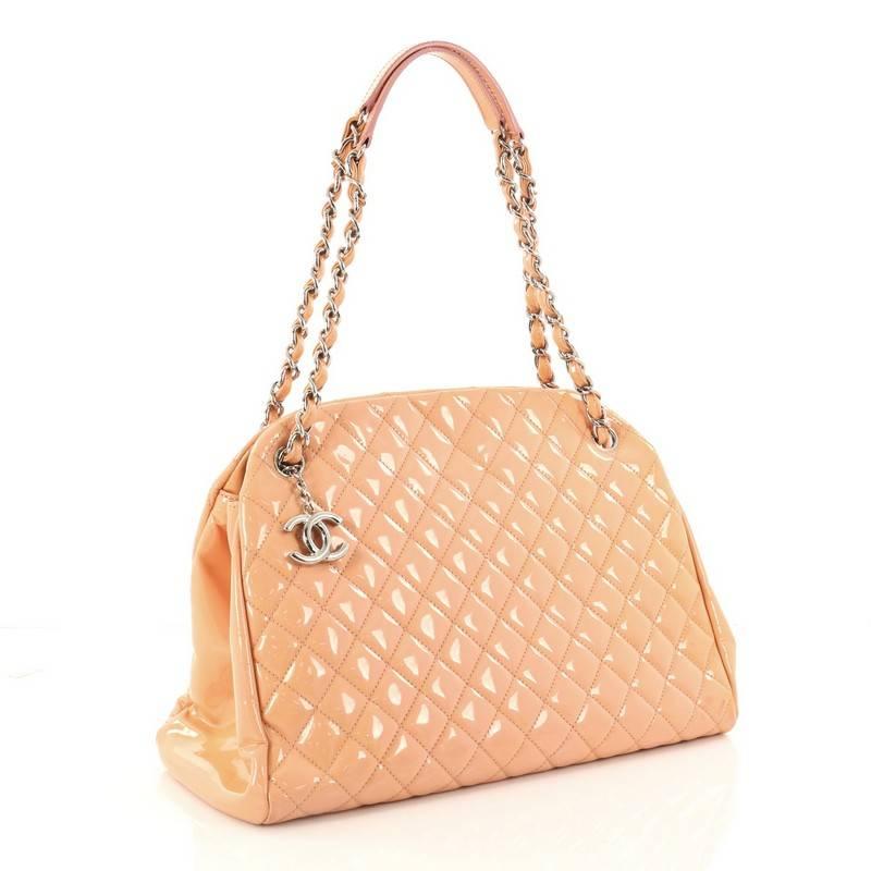 Orange Chanel Just Mademoiselle Handbag Quilted Patent Large