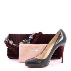 Miu Miu Crystal Clutch Matelasse Velvet Medium